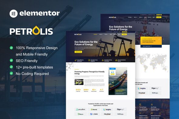 Petrolis – Oil Company and Industrial Elementor Pro Template Kit